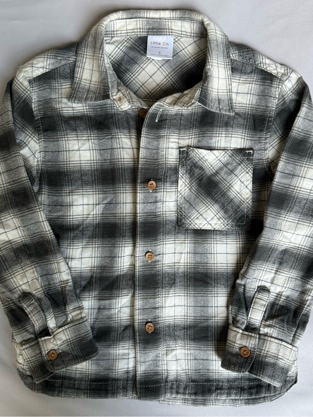 Little Co. Kids' Black & White Plaid Button-Down Shirt